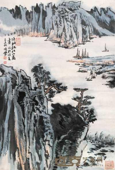 陆俨少 待细把江山图画 立轴 68×46cm